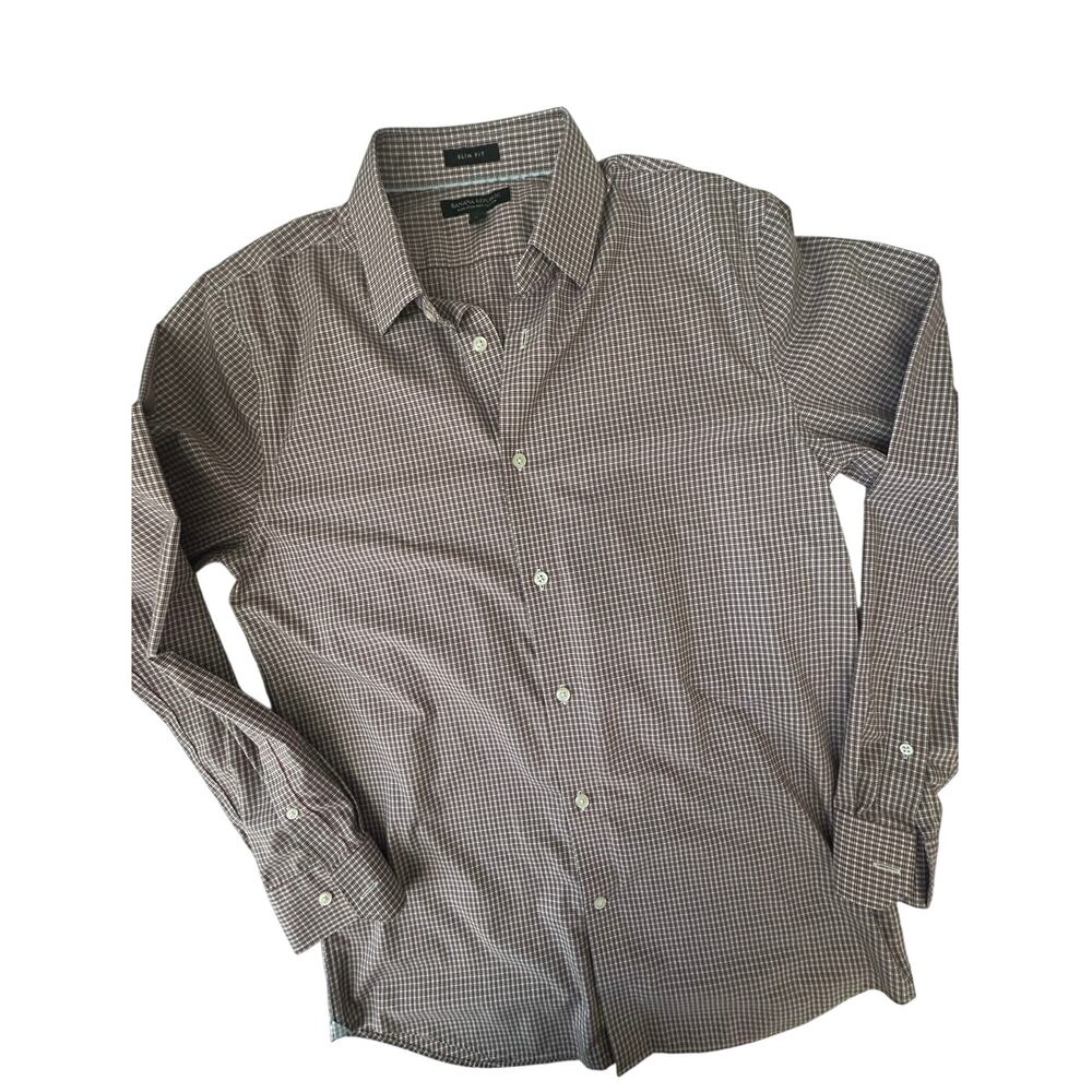 Banana Republic Non-Iron Shirt Micro Check Slim Fit Non-Iron ShirtPreppy